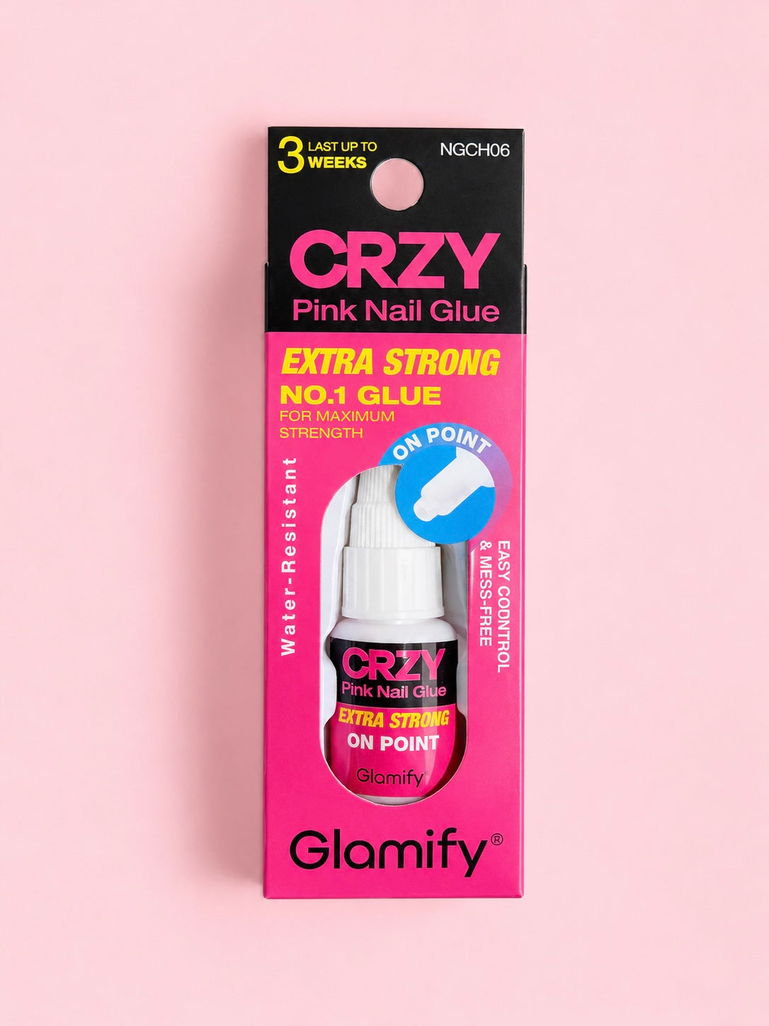 CRZY Pink Nail Glue-on point.