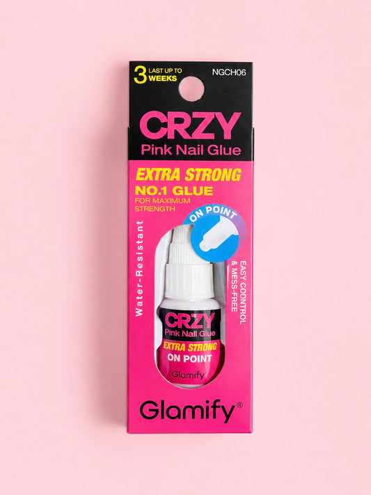 CRZY Pink Nail Glue-on point.