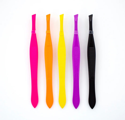 SLANT TIP TWEEZER- ASSORTED COLORS. 60PC/JAR