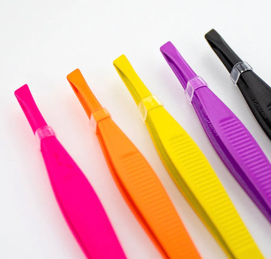 SLANT TIP TWEEZER- ASSORTED COLORS. 60PC/JAR