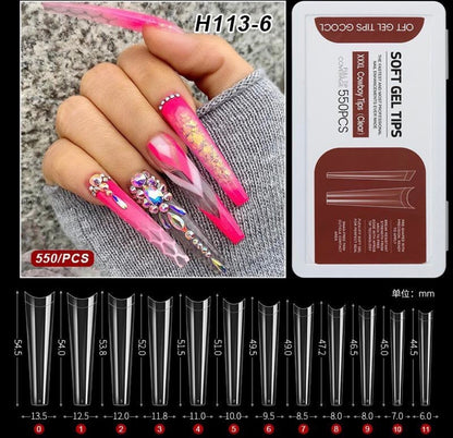 FOFT GEL TIPS COFFIN CLEAR .