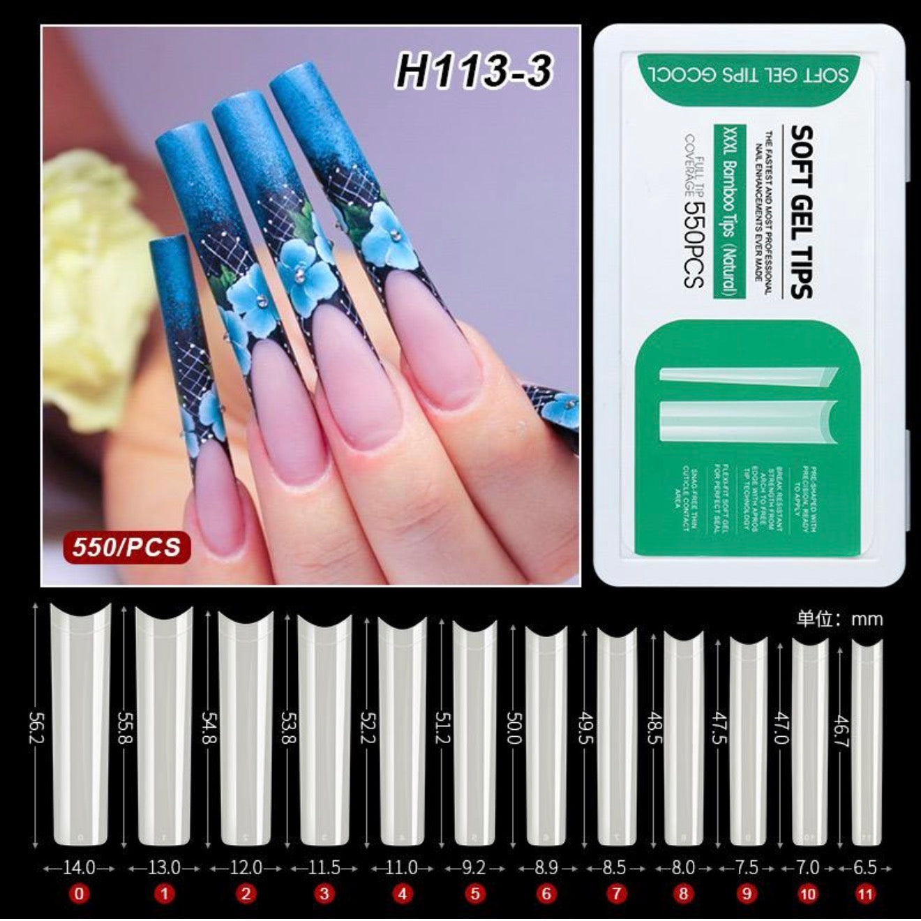 SOF GEL TIPS NATURA. (SQUARE)